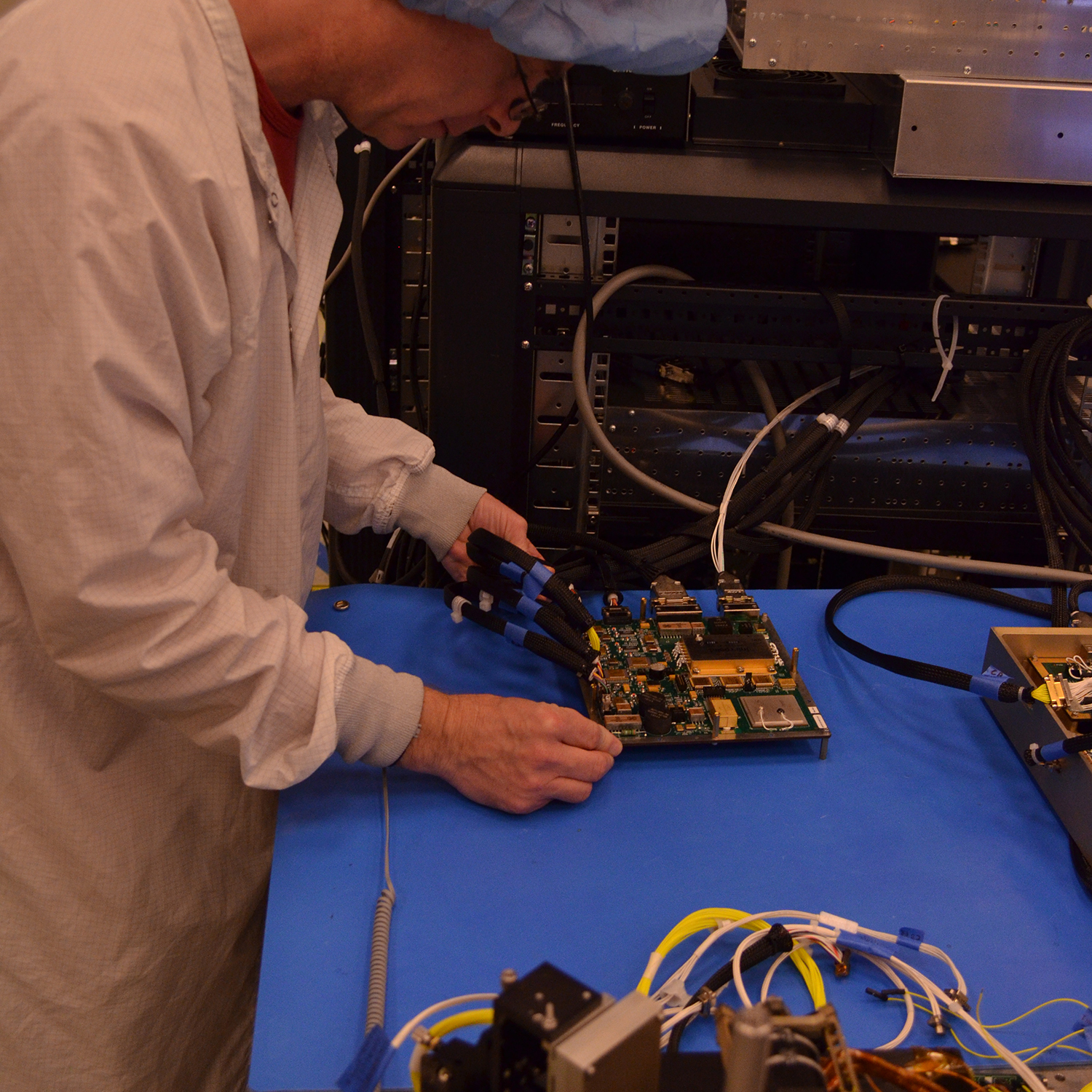 Greg Mathis (ASU) checking out LTES Control Board mates and board before powering up.